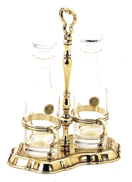Italian Crystal & Brass Cruet Set