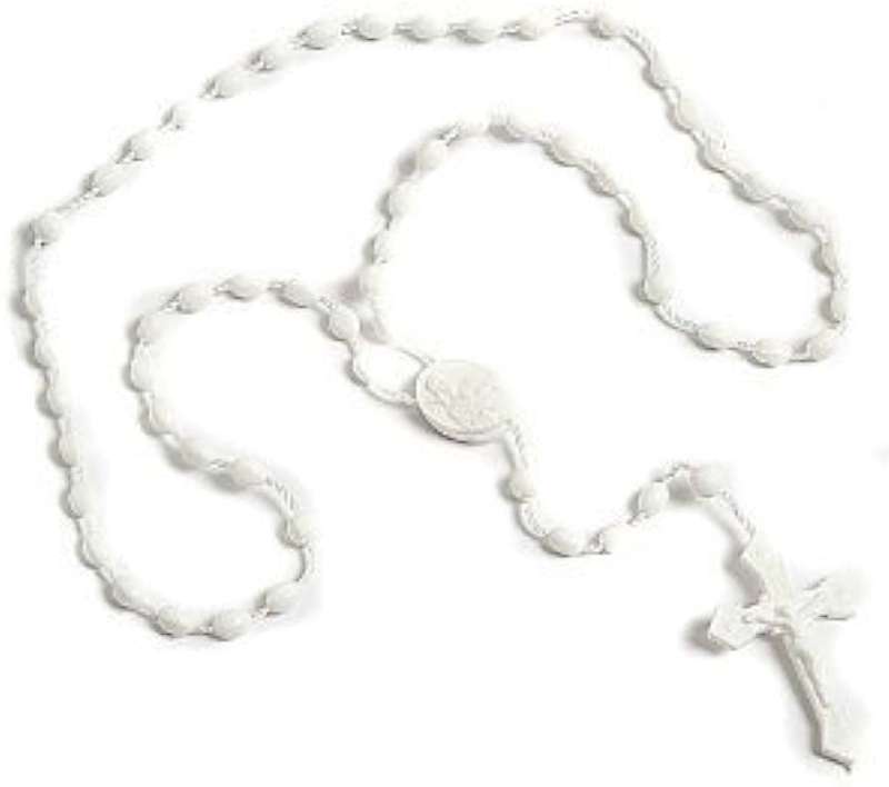White plastic cord rosary