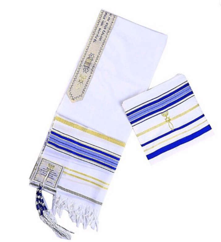 Tallit - Prayer Shawl - Meshi Zion Paz (Zion Gold Silk) (Blue Gold)