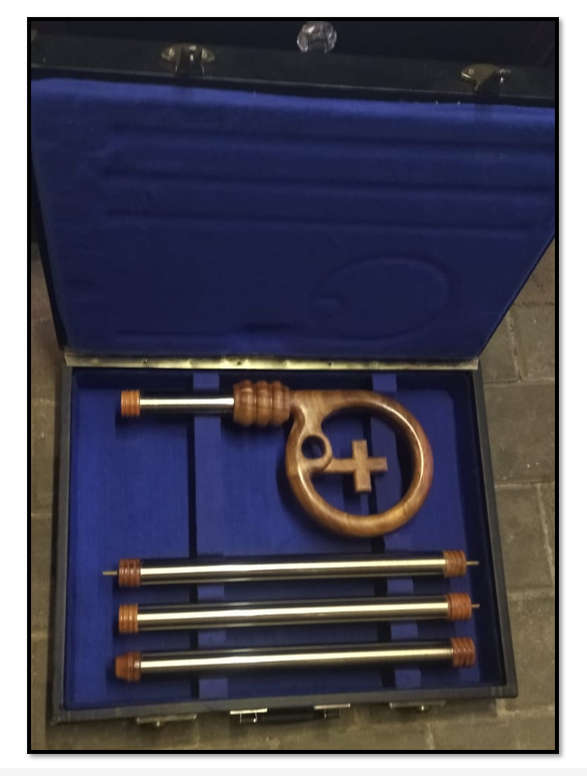 157cm Crozier with Wooden Cross in Circle & Black Lockable Case
