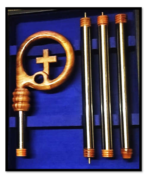 157cm Crozier with Wooden Cross in Circle & Black Lockable Case