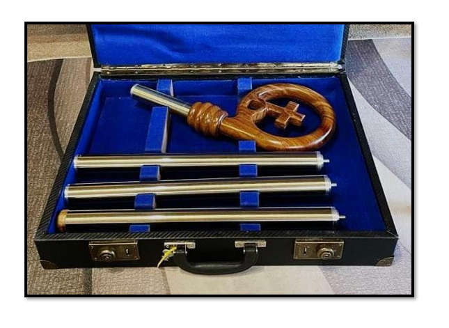 157cm Crozier with Wooden Cross in Circle & Black Lockable Case