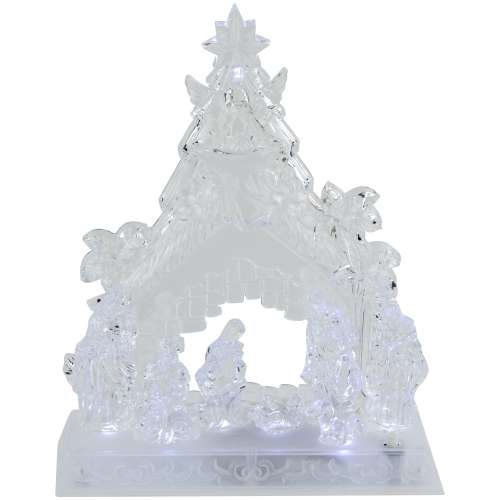 27cm Acrylic Nativity - Plays carols & Lights up