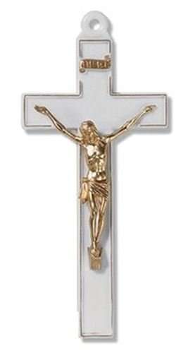 White Crucifix with Gold Corpus - Plastic