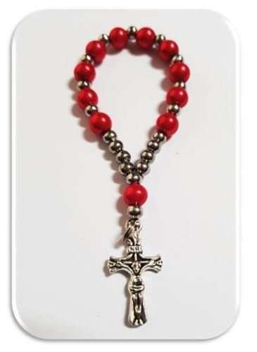 Red Faux Glass Pearl One Decade Rosary