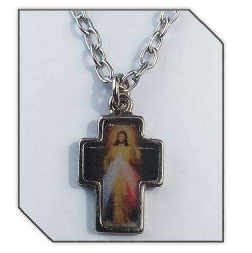 2.5cm Divine Mercy Metal Cross with 50cm chain