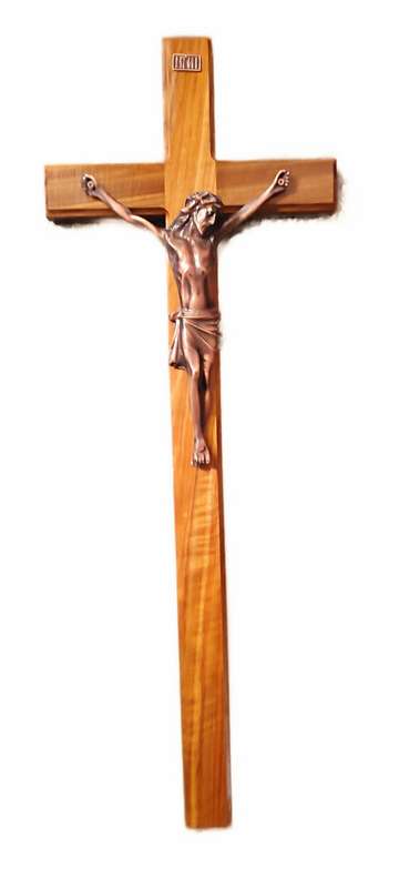 74cm Crucifix in Kiaat - copper plated corpus