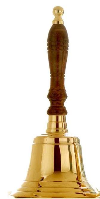 12cm Diameter Brass Bell with wooden handle