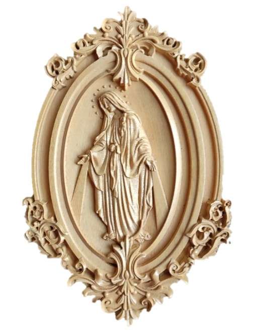 Our Lady of Grace Wooden Engraved Wall Plaque