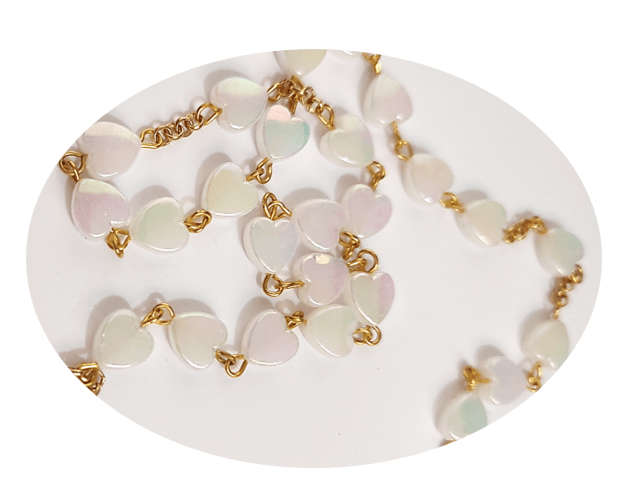 Mother of Pearl Heart Rosary in gold - Limited Edition