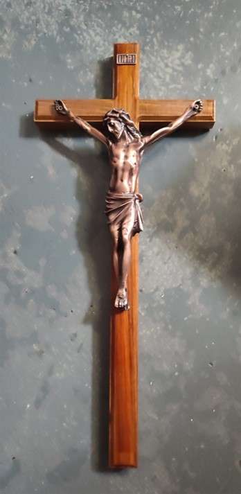 53cm Crucifix in Kiaat with Bronze Corpus