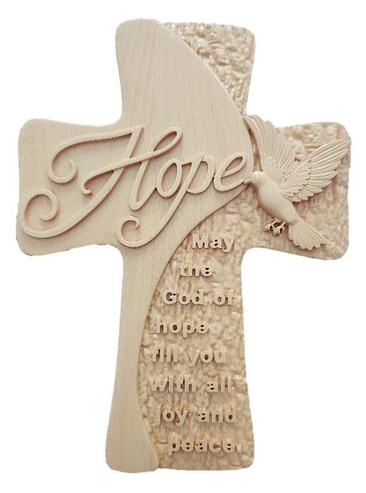31cm Beechwood Cross  - "Hope"