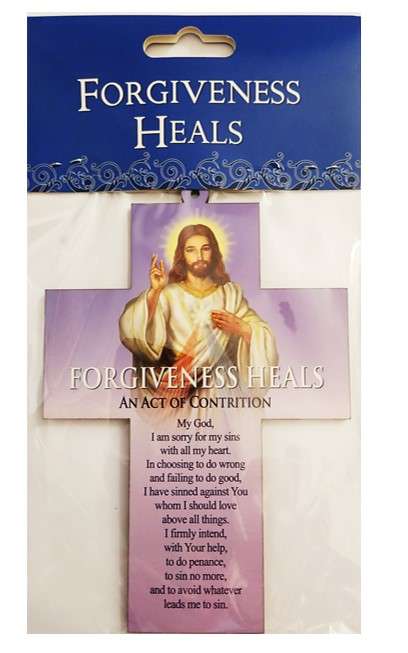 Forgiveness Heals - Wooden Cross with Act of Contrition