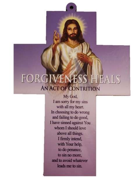 Forgiveness Heals - Wooden Cross with Act of Contrition