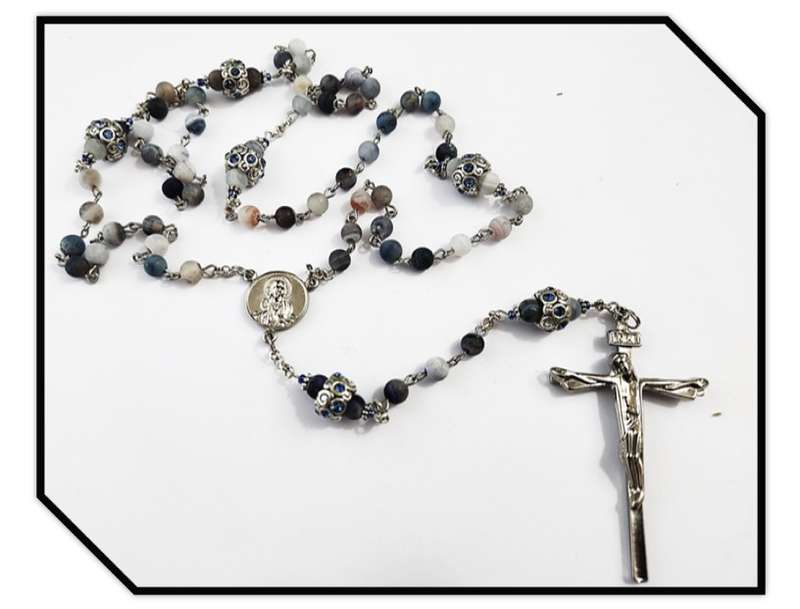 Frosted Agate Semi-Precious Stone Rosary