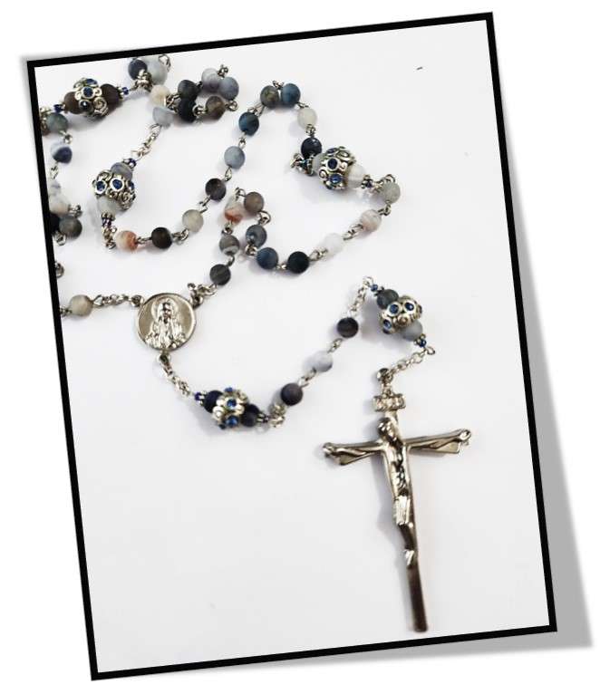 Frosted Agate Semi-Precious Stone Rosary