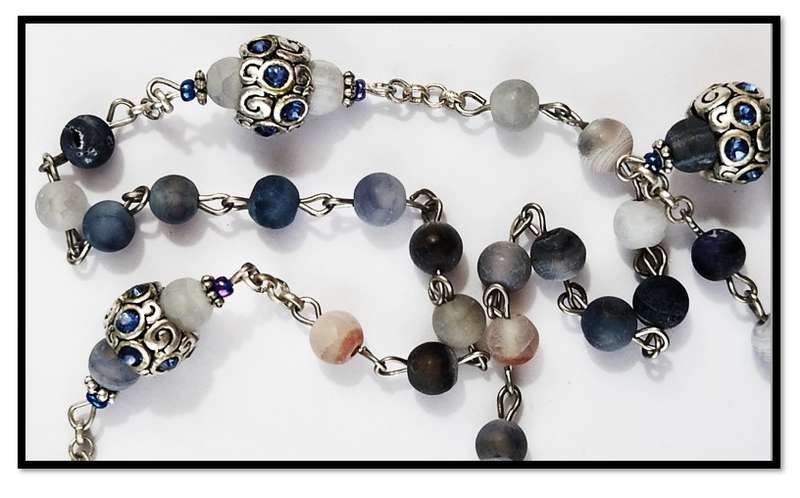 Frosted Agate Semi-Precious Stone Rosary