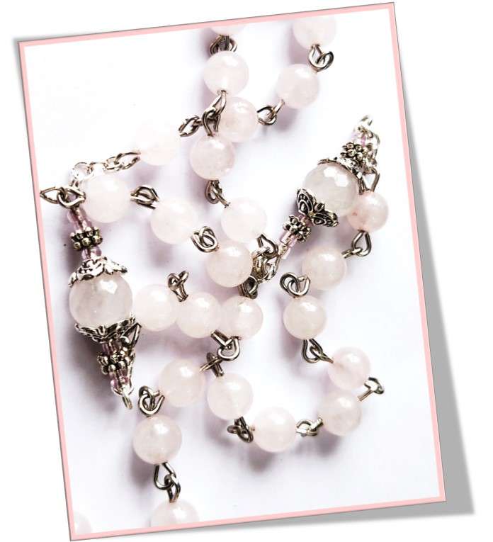 Rose Quartz Semi Precious Stone Miraculous Medal Rosary