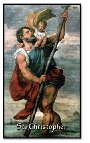 St Christopher Holy Prayer Card  - patron Saint for travellers