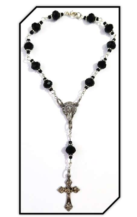 Black Austrian Glass crystal Car Rosary