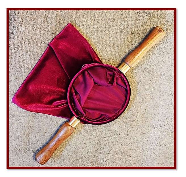 Collection Bag - Maroon with wooden handles