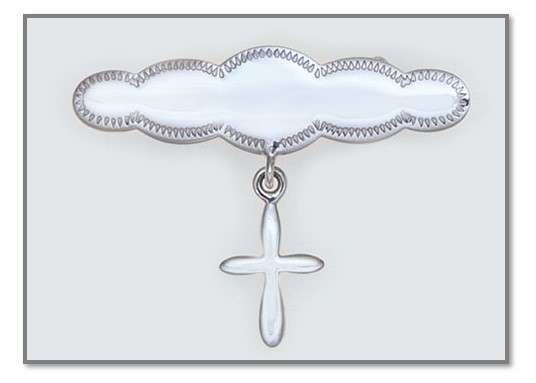 Sterling Silver Baby Brooch with Cross