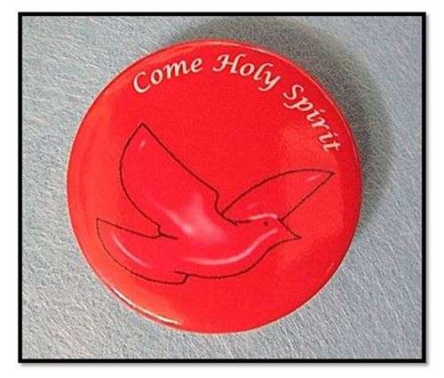 Come Holy Spirit Dove button pin