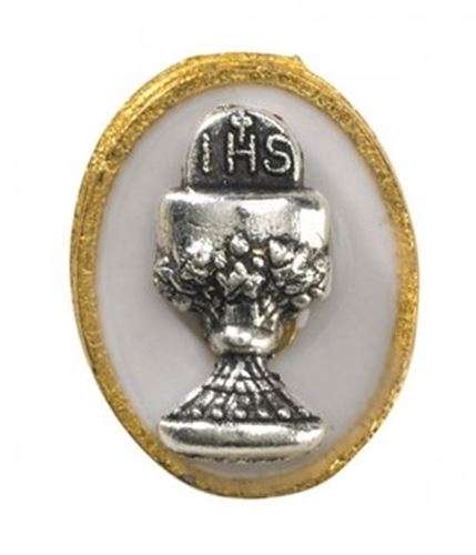 1st Holy Communion gold tone / enamel lapel pin
