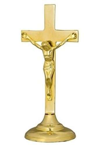 21.5cm Solid Brass Standing Crucifix