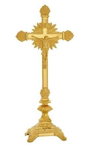 42cm Solid Brass Altar Standing Crucifix