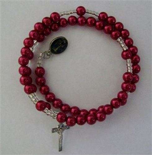 6mm Red faux pearl acrylic Bracelet  Rosary
