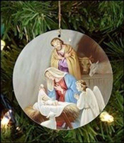 Adoration at the Manger, Matthew 1.21 Christmas Ornament