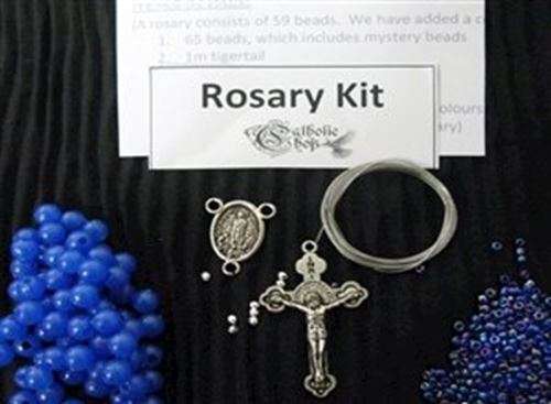 Catechism Threaded Rosary Kit - blue