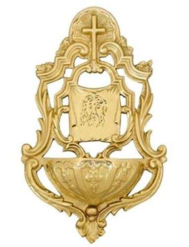 Cross / Ecce Homo Solid brass Holy Water Font