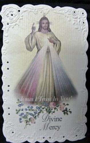 Divine Mercy embossed Holy card
