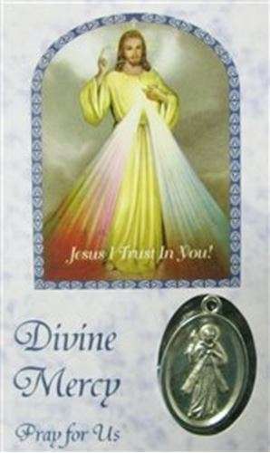 Divine Mercy laminated with medal Holy Card