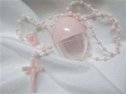 Egg rosary - cord / pink