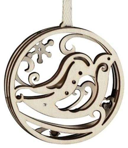 Flourish - Hanging Dove in Natural Wood with crystal elements