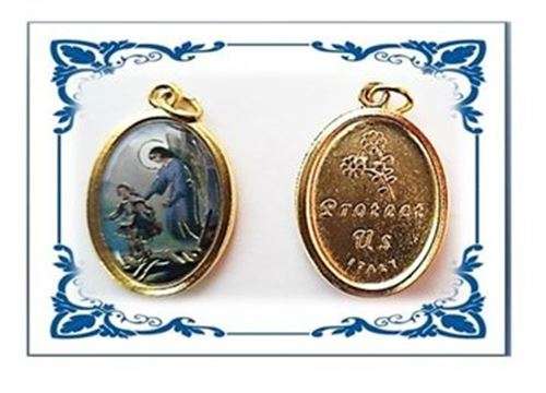Guardian Angel Colour with golden accents -  Gold Plated Medal