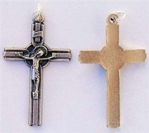 Inlaid bar crucifix with circle center