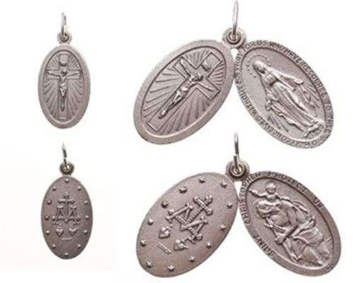 Large Miraculous Medal / Cruifix and St Christopher medal     l