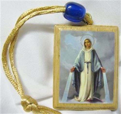 Our Lady of Grace wooden car pendant