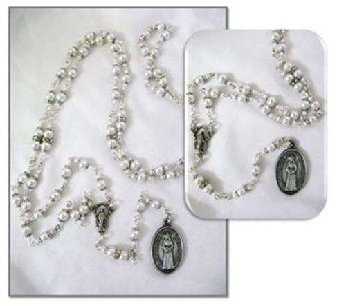 Our Lady of Tears Chaplet in Faux glass White Pearls