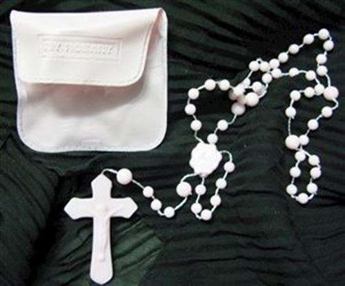 Pink cord rosary with case