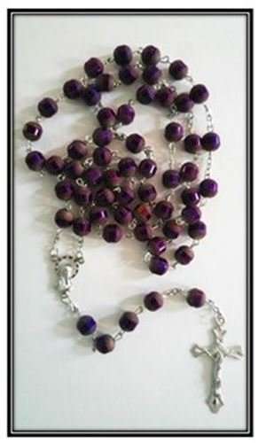 Purple Frosted stripe glass Window Rosary