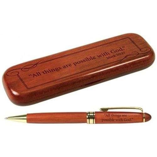 Rosewood Pen Set - All things are possible with God Mark 10:27