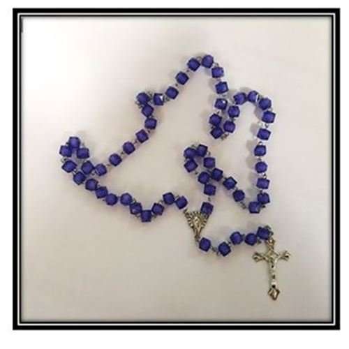 Royal / Navy Blue square faceted Window Rosary