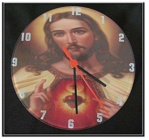 Sacred Heart of Jesus Glass Wall Clock