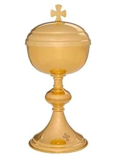 Sleek Golden Large Ciborium with Jerusalem Cross