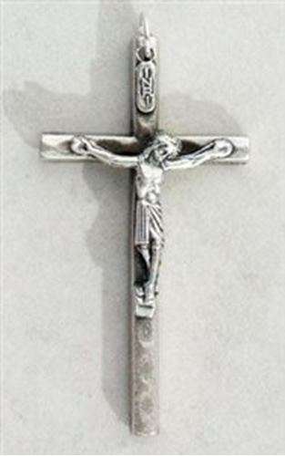 Square post crucifixwith embossed face - 4.5cm